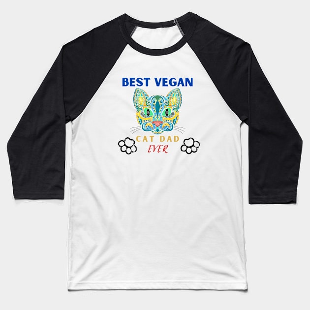 best vegan cat dad ever Baseball T-Shirt by Qurax